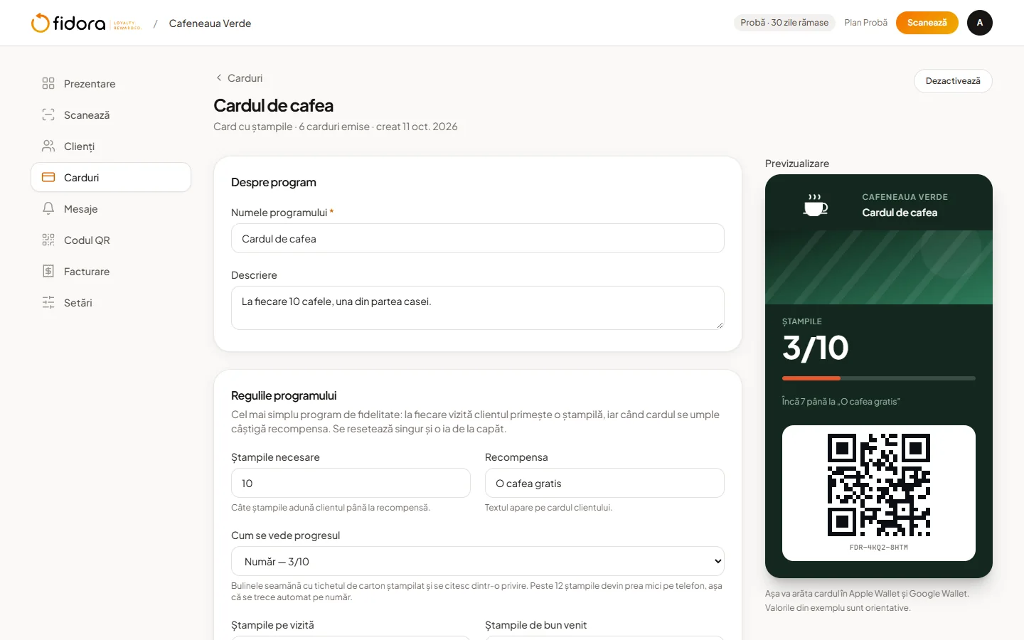 Editorul de card